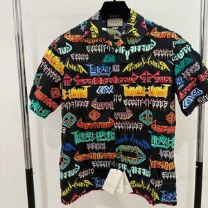 NWT AUTHENTIC GUCCI Unisex Short-Sleeve Printed Shirt